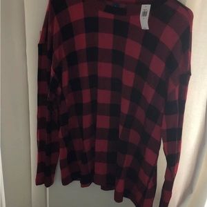 Old Navy Red Black Check Plaid Shirt M NEW